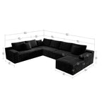 Flexo Corduroy Modular 6-Seat Sectional Couch with ottoman