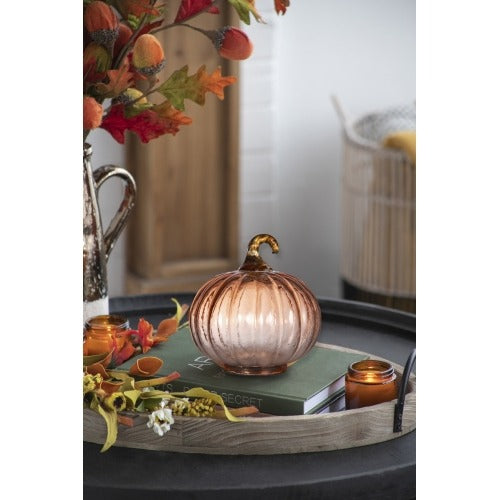 8pcs Orange Glass Pumpkins - Fall and Thanksgiving Decorations