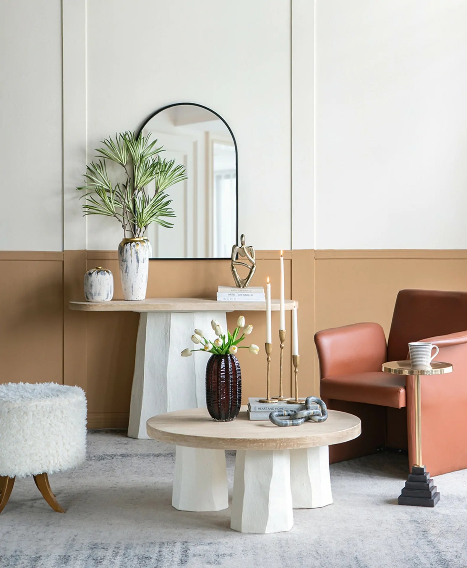 Amber Textured Cylinder Glass Vase 11 Inch Elegant Home Decor Centerpiece