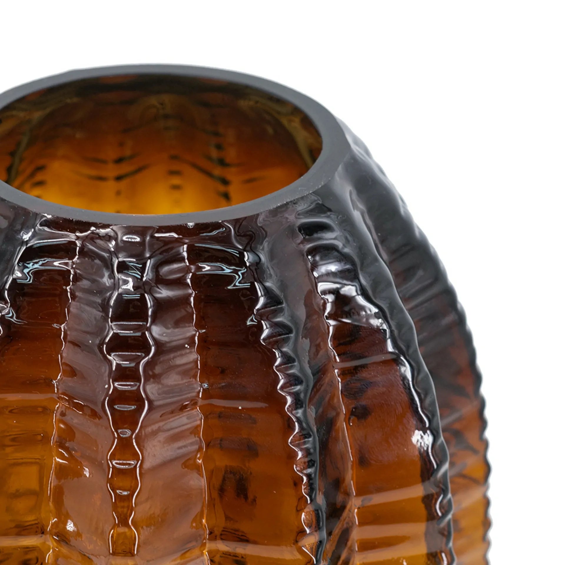 Amber Textured Cylinder Glass Vase 11 Inch Elegant Home Decor Centerpiece