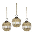 Bamboo Christmas Ornaments Set of 3 Woven Glass Ball Decor 3.3 Inch