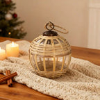 Bamboo Christmas Ornaments Set of 3 Woven Glass Ball Decor 3.3 Inch