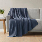 Bree Knit Throw Deep Blue