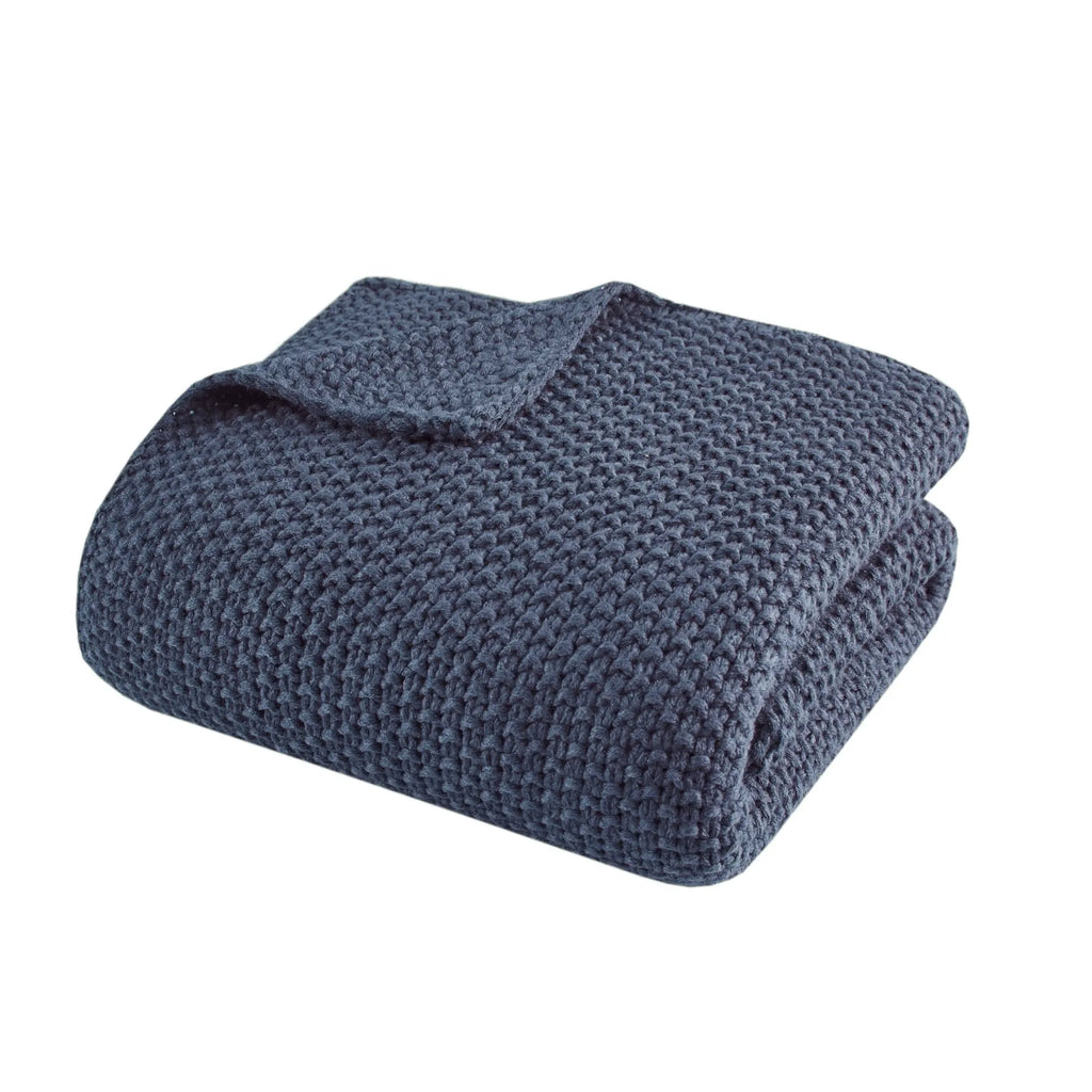 Bree Knit Throw Deep Blue