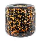 Brown and Amber Cheetah Print Glass Vase 7.9 Inch Short Cylinder Planter