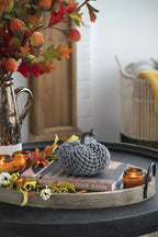 Chenille Weighted Pumpkin Gray Set of 3