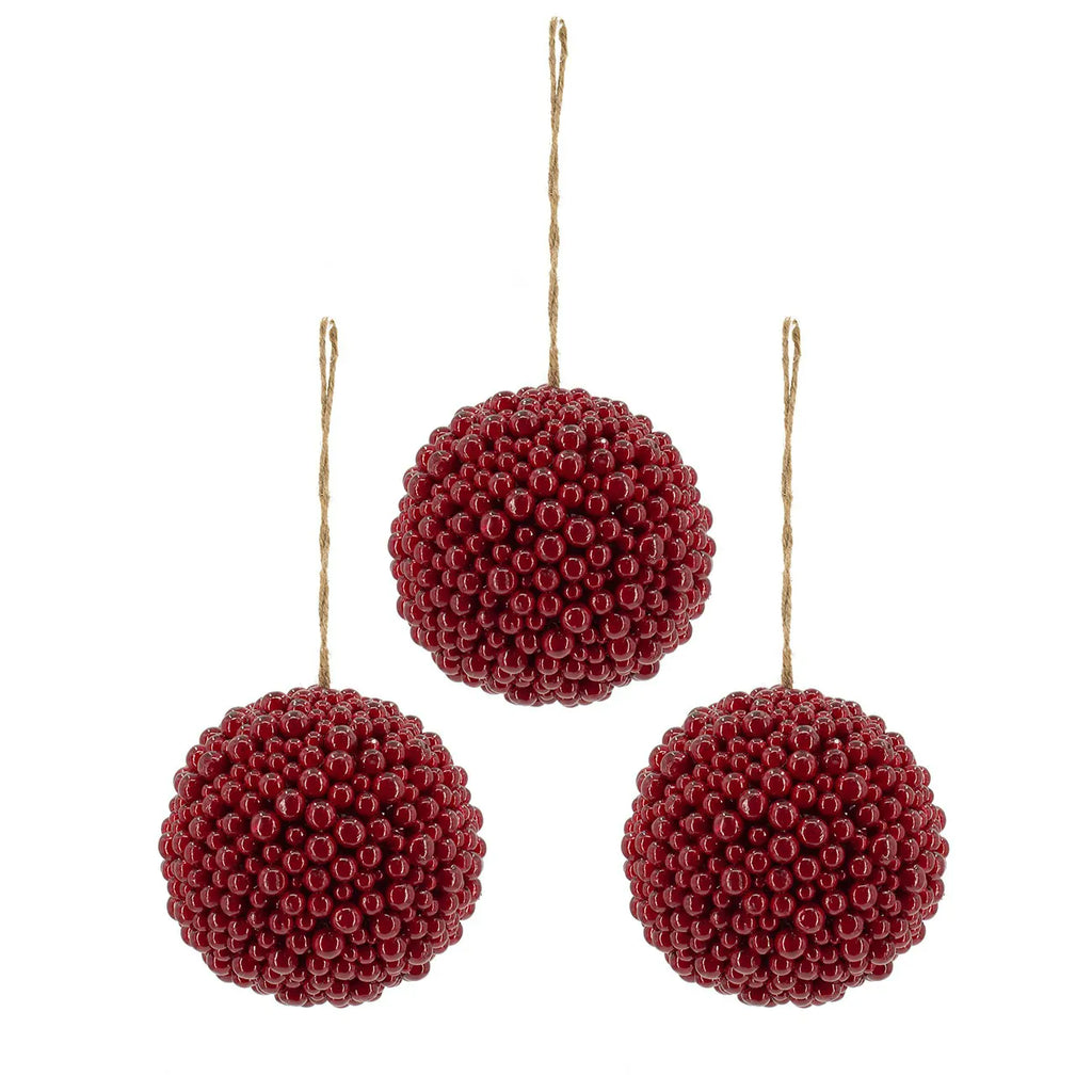 Christmas Berry Ornaments Set of 3 Red Berry Balls for Holiday Decor
