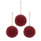 Christmas Berry Ornaments Set of 3 Red Berry Balls for Holiday Decor