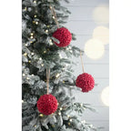 Christmas Berry Ornaments Set of 3 Red Berry Balls for Holiday Decor