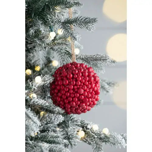 Christmas Berry Ornaments Set of 3 Red Berry Balls for Holiday Decor