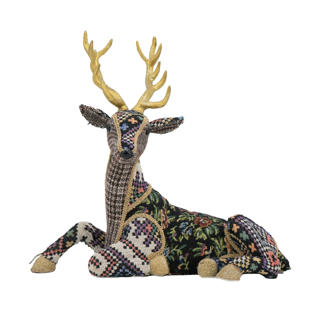 Christmas Decor 12 Inch Velvet Foam Sitting Deer