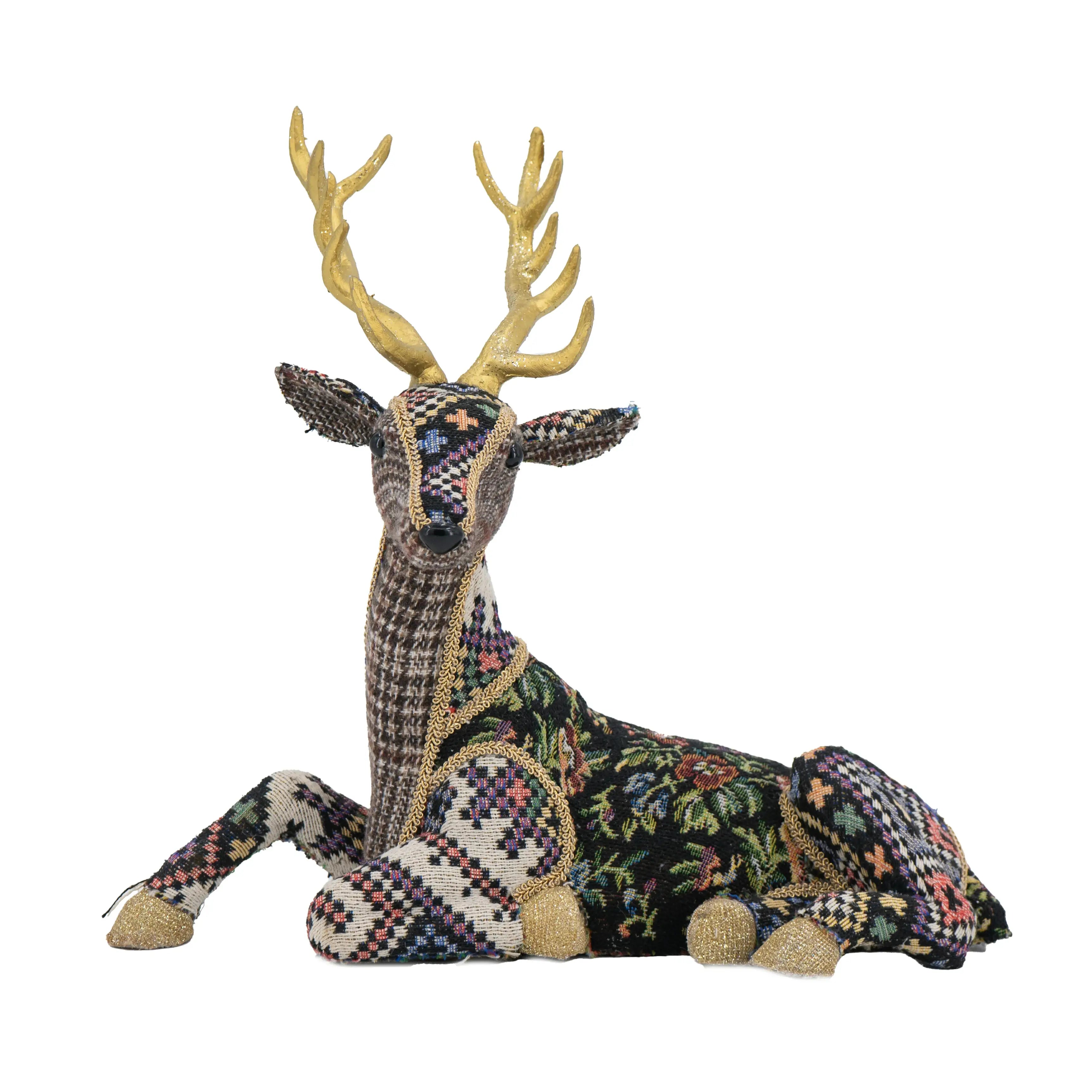 Christmas Decor 12 Inch Velvet Foam Sitting Deer