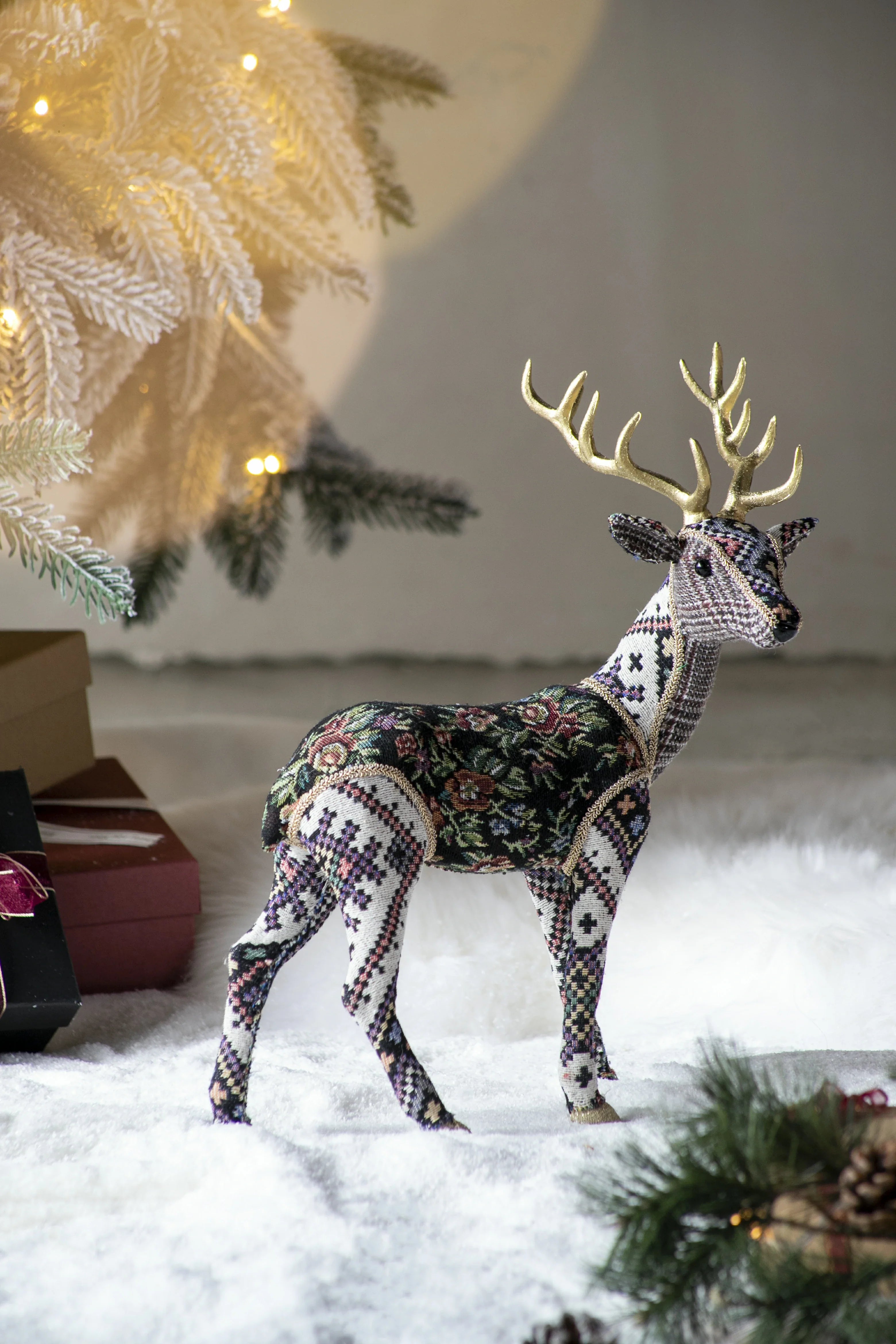 Christmas Decor 13 Inch Velvet Foam Standing Deer