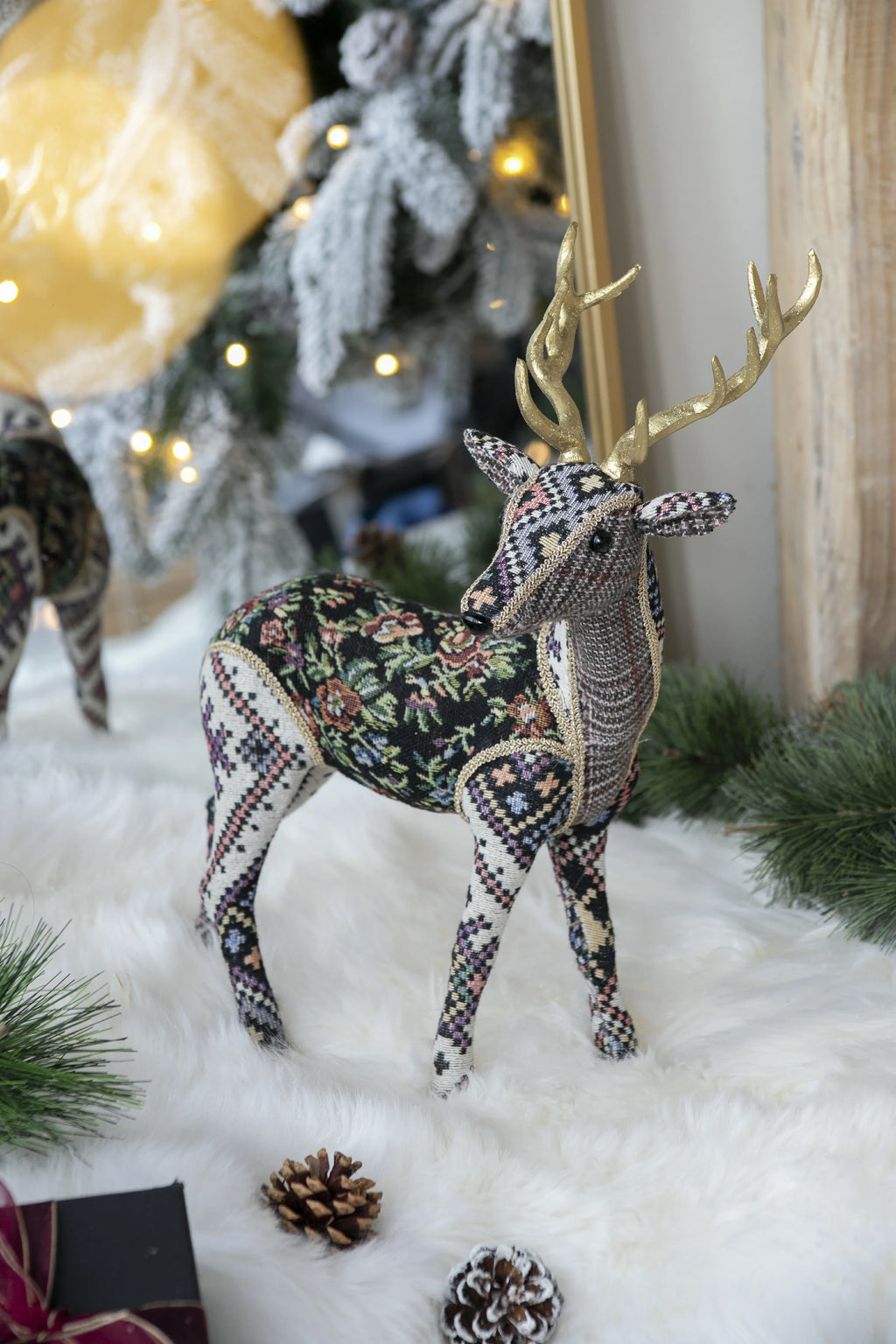 Christmas Decor 13 Inch Velvet Foam Standing Deer