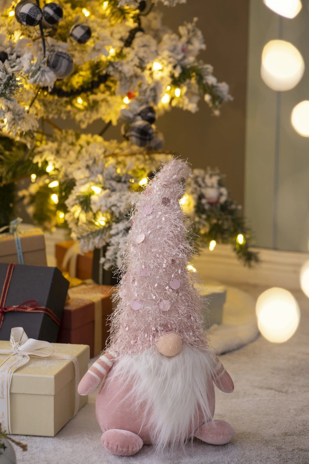 Christmas Fabric Pink Gnome Decor