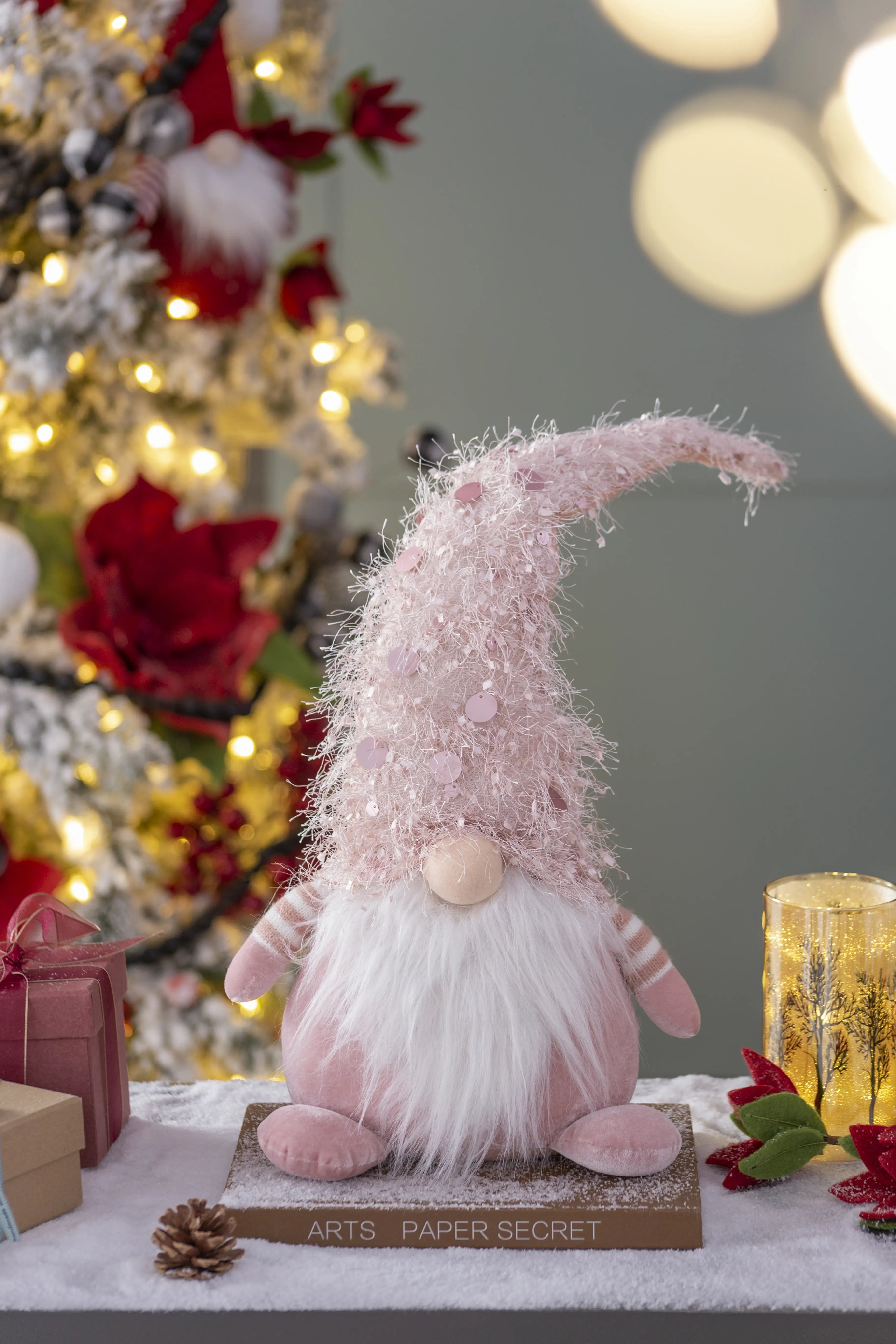 Christmas Fabric Pink Gnome Decor