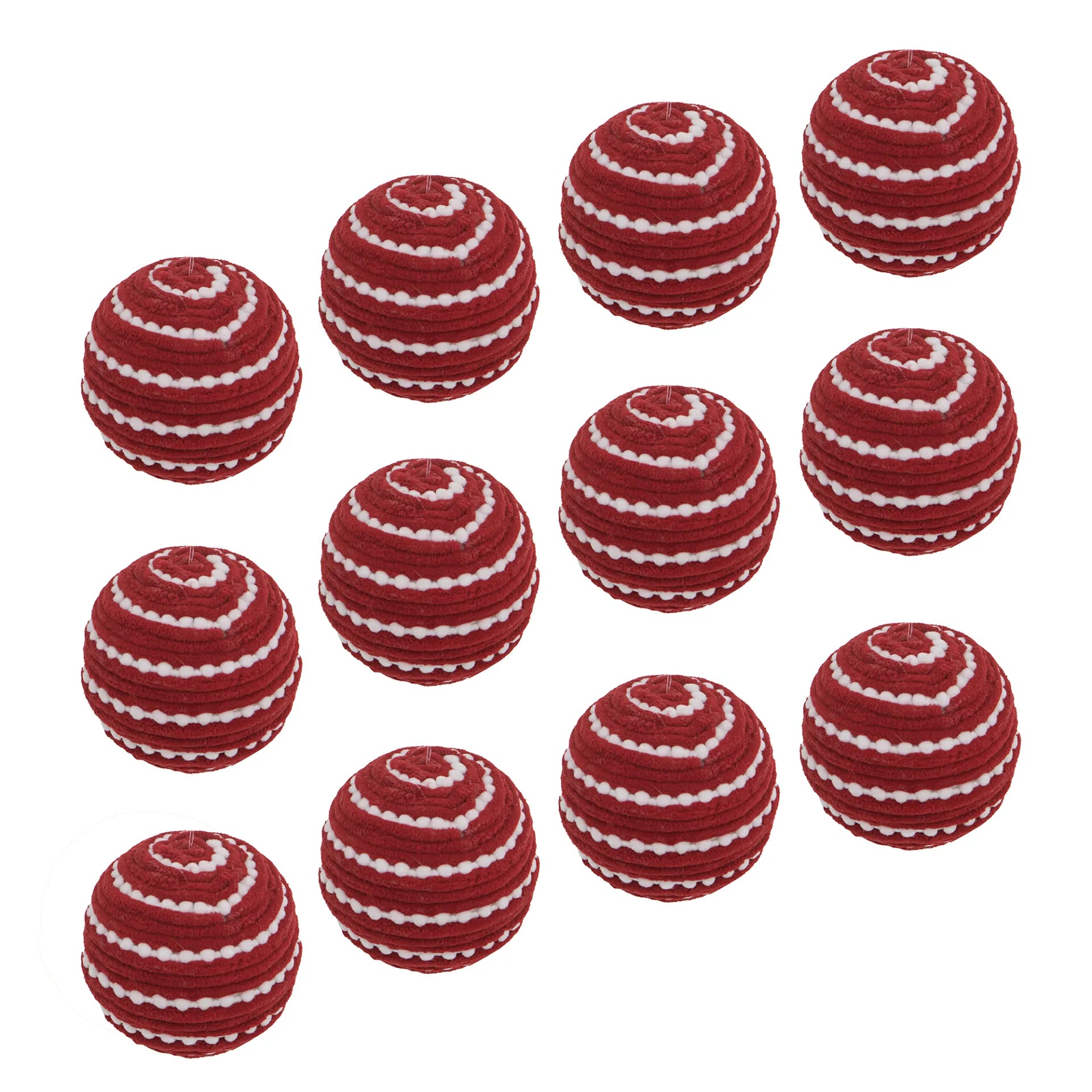 Christmas Ball Ornaments Set of 12 Red White Striped for Holiday Decor