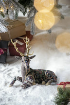 Christmas Decor 12 Inch Velvet Foam Sitting Deer