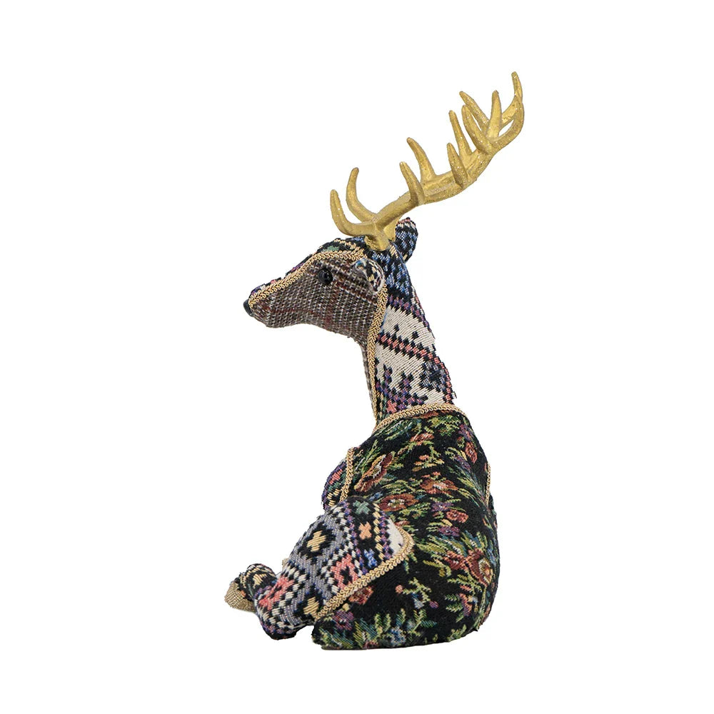 Christmas Decor 12 Inch Velvet Foam Sitting Deer