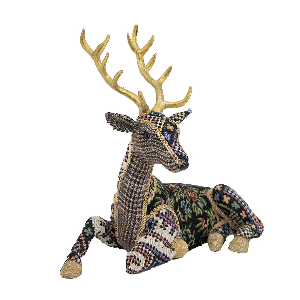 Christmas Decor 12 Inch Velvet Foam Sitting Deer