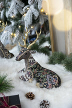 Christmas Decor 12 Inch Velvet Foam Sitting Deer