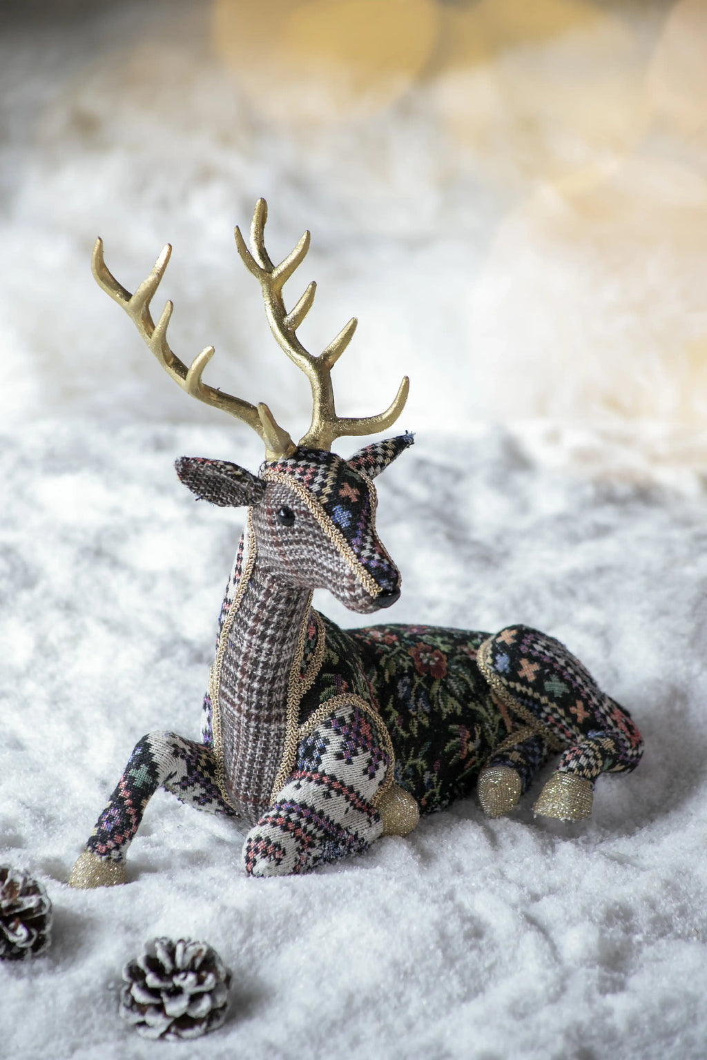 Christmas Decor 12 Inch Velvet Foam Sitting Deer