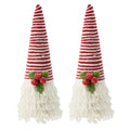 Christmas Yarn Cones Red White Frosted with Holly Berry Decor 2Pack