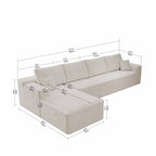 Corduroy Sectional Sofa L-Shape Chaise Boneless Pet-Friendly Couch