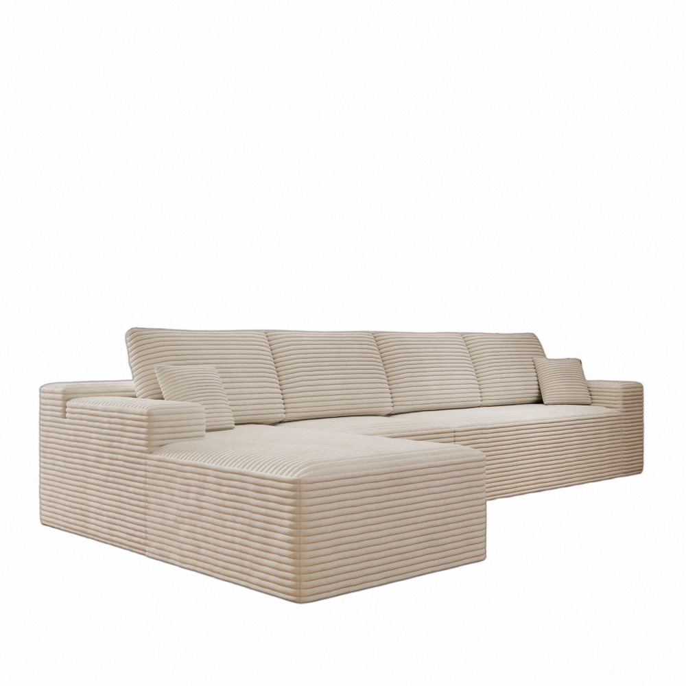 Corduroy Sectional Sofa L-Shape Chaise Boneless Pet-Friendly Couch