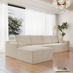 Corduroy Sectional Sofa L-Shape Chaise Boneless Pet-Friendly Couch