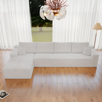 Corduroy Sectional Sofa L-Shape Chaise Boneless Pet-Friendly Couch