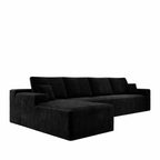 Corduroy Sectional Sofa L-Shape Chaise Boneless Pet-Friendly Couch