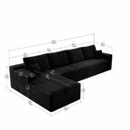 Corduroy Sectional Sofa L-Shape Chaise Boneless Pet-Friendly Couch