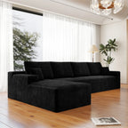 Corduroy Sectional Sofa L-Shape Chaise Boneless Pet-Friendly Couch