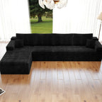 Corduroy Sectional Sofa L-Shape Chaise Boneless Pet-Friendly Couch