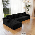 Corduroy Sectional Sofa L-Shape Chaise Boneless Pet-Friendly Couch
