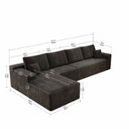 Corduroy Sectional Sofa L-Shape Chaise Boneless Pet-Friendly Couch