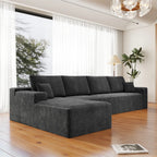 Corduroy Sectional Sofa L-Shape Chaise Boneless Pet-Friendly Couch