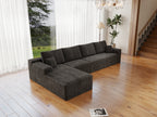 Corduroy Sectional Sofa L-Shape Chaise Boneless Pet-Friendly Couch