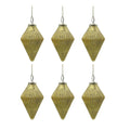 Diamond Christmas Ornaments Set of 6 in Gold Glass with Ribbed Texture