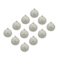 Frosted Glass Christmas Baubles with 3D Diamond Design 12 Pack
