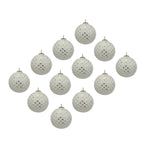 Frosted Glass Christmas Baubles with 3D Diamond Design 12 Pack