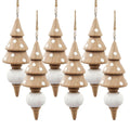 Eucalyptus Christmas Ornaments Set of 6 Wooden Icicle with Polka Dots