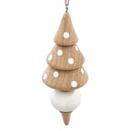 Eucalyptus Christmas Ornaments Set of 6 Wooden Icicle with Polka Dots