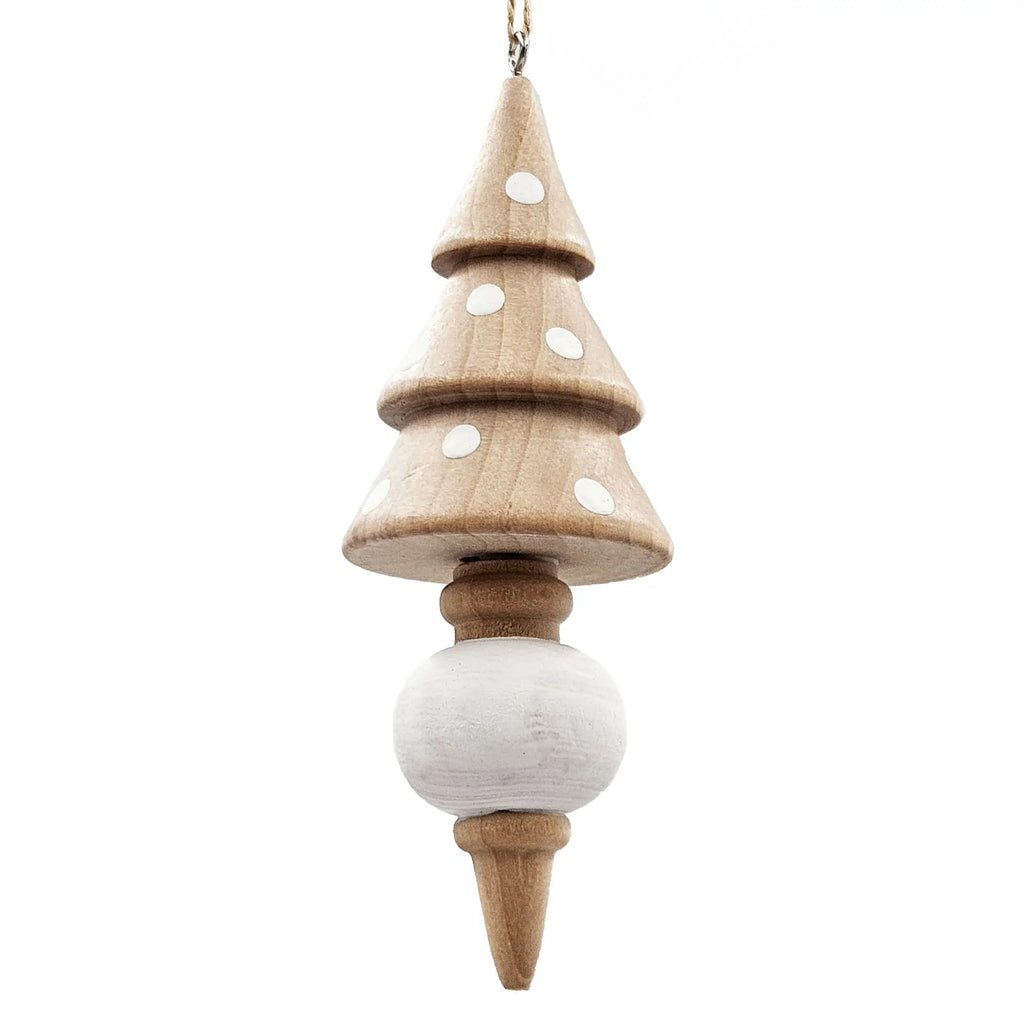 Eucalyptus Christmas Ornaments Set of 6 Wooden Icicle with Polka Dots