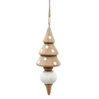 Eucalyptus Christmas Ornaments Set of 6 Wooden Icicle with Polka Dots