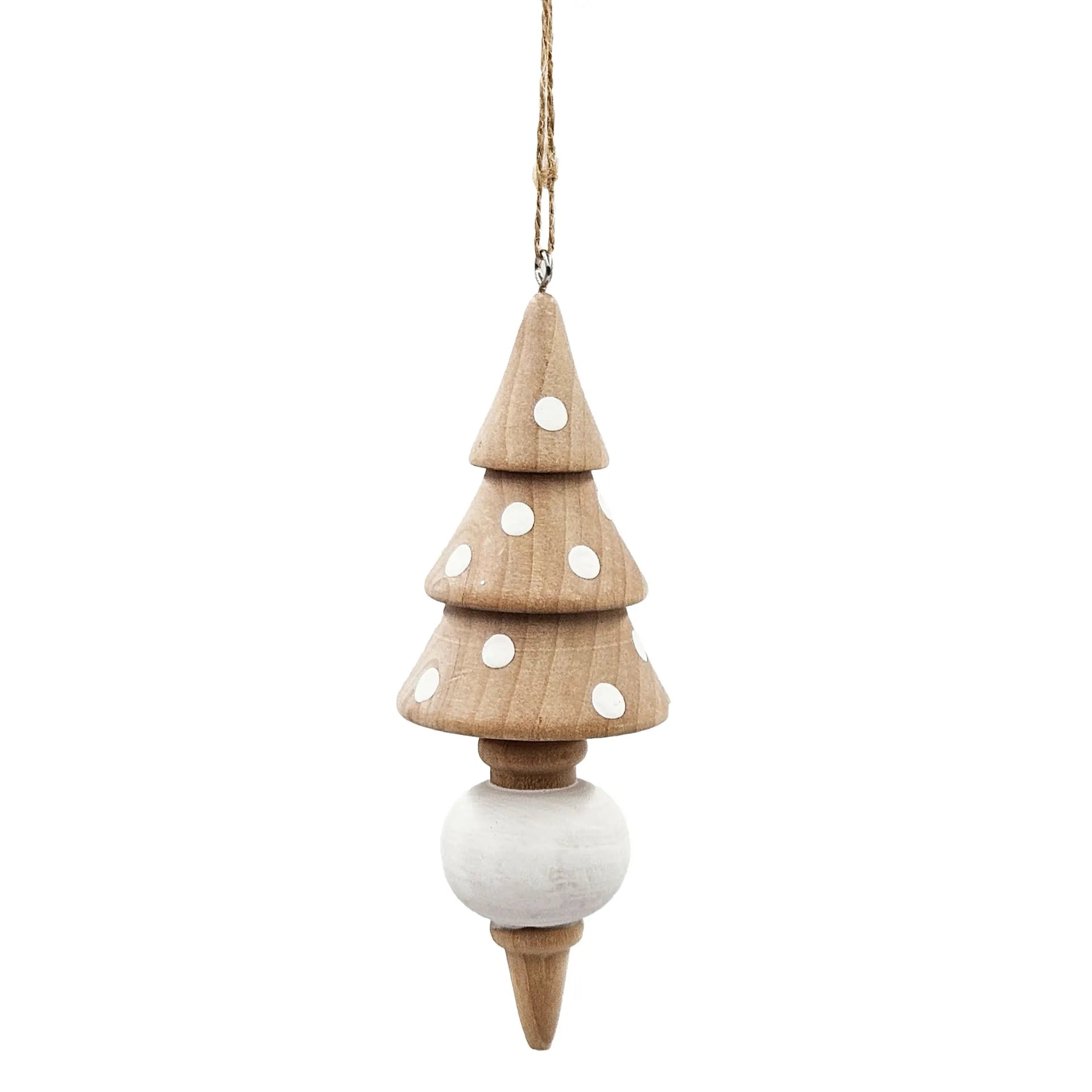 Eucalyptus Christmas Ornaments Set of 6 Wooden Icicle with Polka Dots