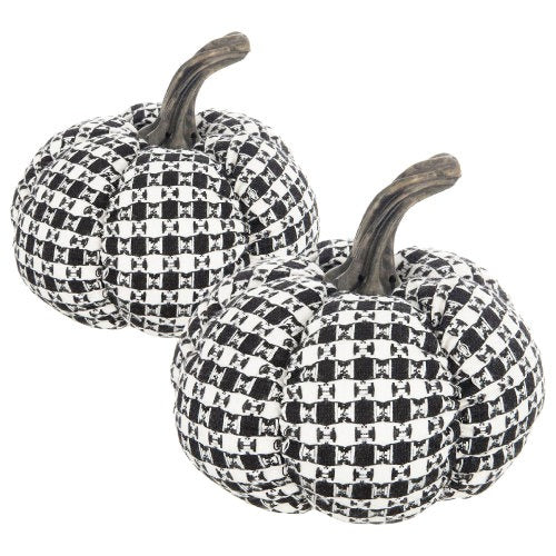 2 pcs Fabric Plaid Pumpkin Decor Halloween Decoration