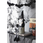 Fabric Sitting Gnome With BroomstickandLong Legs Halloween Decor
