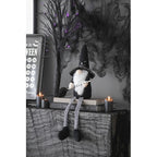 Fabric Sitting Gnome With BroomstickandLong Legs Halloween Decor